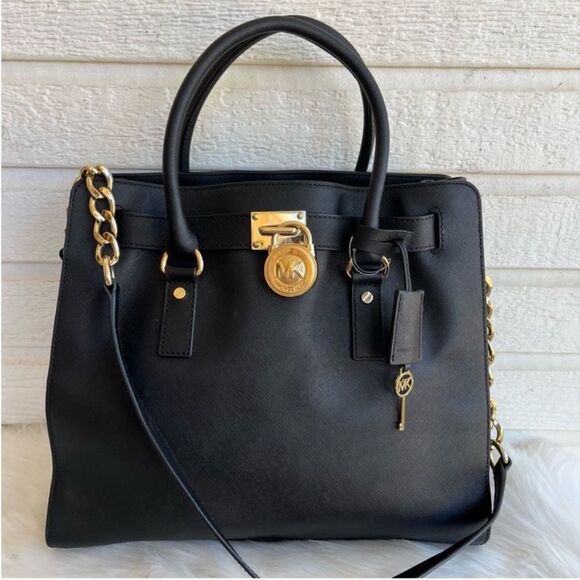 MICHAEL KORS Black XL Hamilton Laptop Shoulder Bag Jet Set Raven Mercer Voyager - Picture 1 of 12